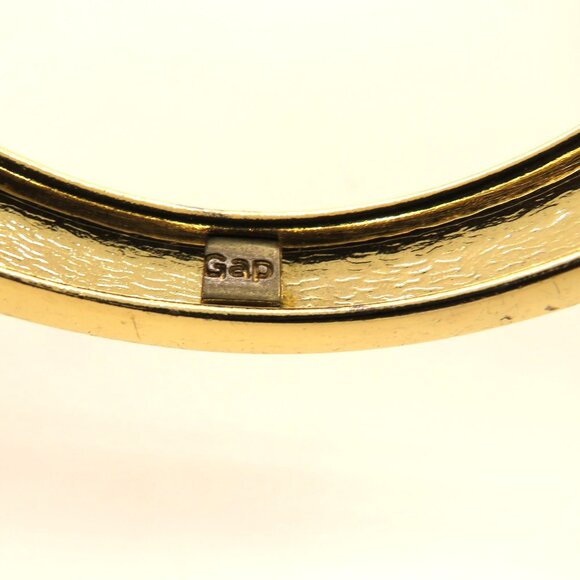 GAP Bracelet Gold Tone Studded Bangle Cream Enamel Hinge Closure - Picture 7 of 9